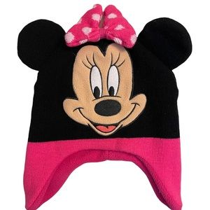 Disney, Minnie Mouse fleece/sweater girl’s hat . Pink, black, and embroidery. OS